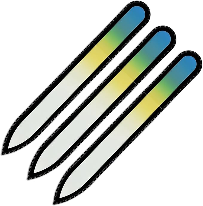 Mont Bleu Rainbow Glass Nail File in Black Pouch - Czech Tempered Glass - Handmade in Bohemia-Czech Republic - Grow Long, Healthy, Beautiful Nails