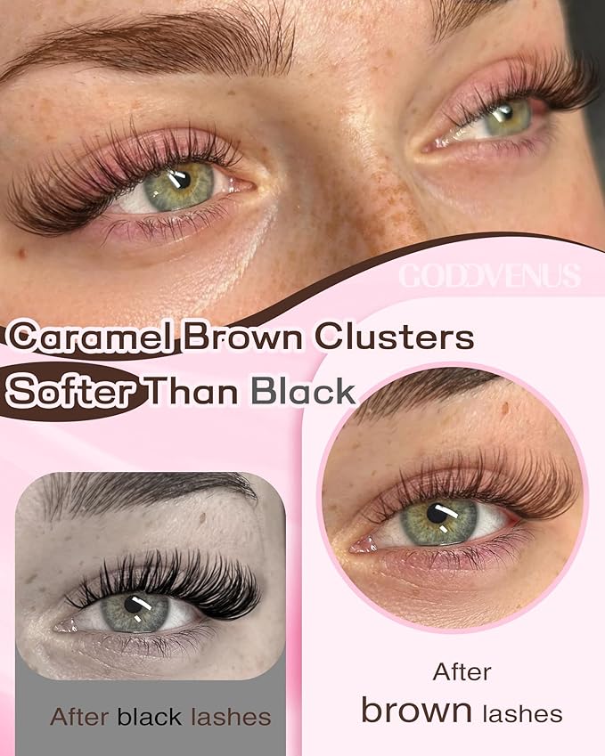 Brown Lash Clusters Natural For Soft Glam 300Pcs Wispy Lashes Cluster Eyelash Cluster Extensions C Curve Individual Lashes DIY Lash Extension Waterproof & Long - Lasting (10-16mm)
