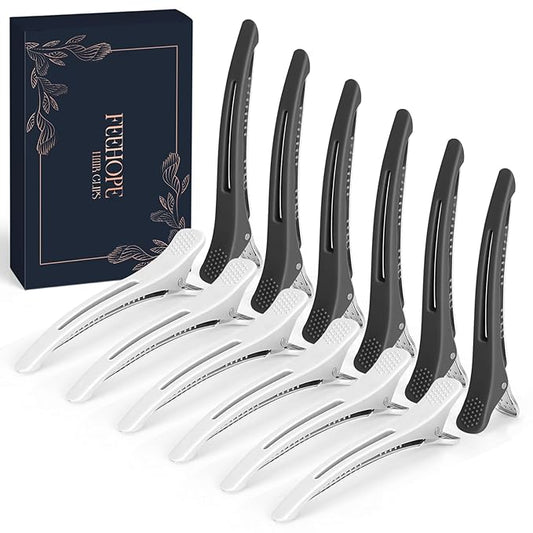 12 Pcs Professional Hair Sectioning Clips, Salon and Home Use Clip for Hair Sectioning, Anti-Slip No-Trace Hair Styling Clips with Silicone Band