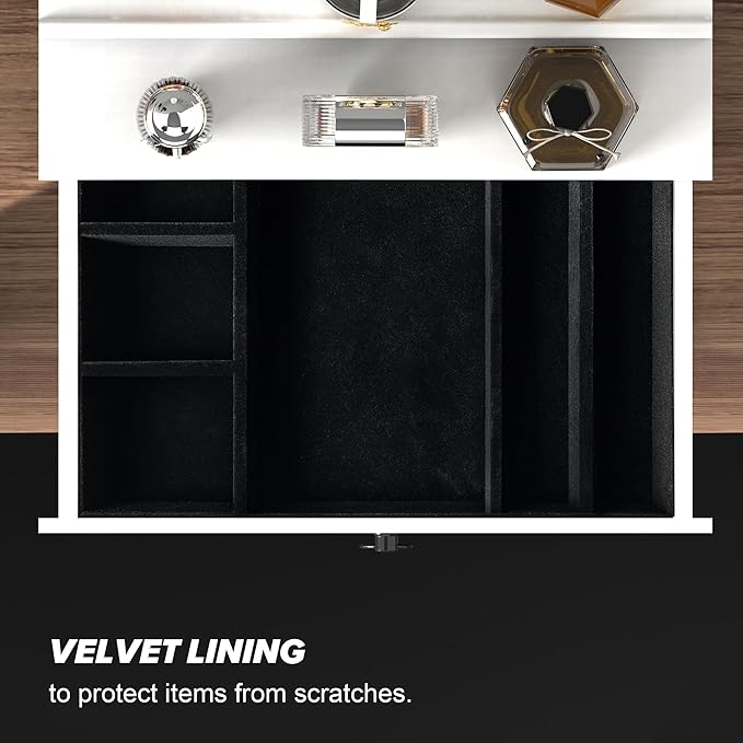 upcessory Cologne Organizer for Men, 3 Tier Wood Perfume Organizer with Felt Lining Drawer and Hidden Compartment, White Perfume Display Holder, A Gift for Men