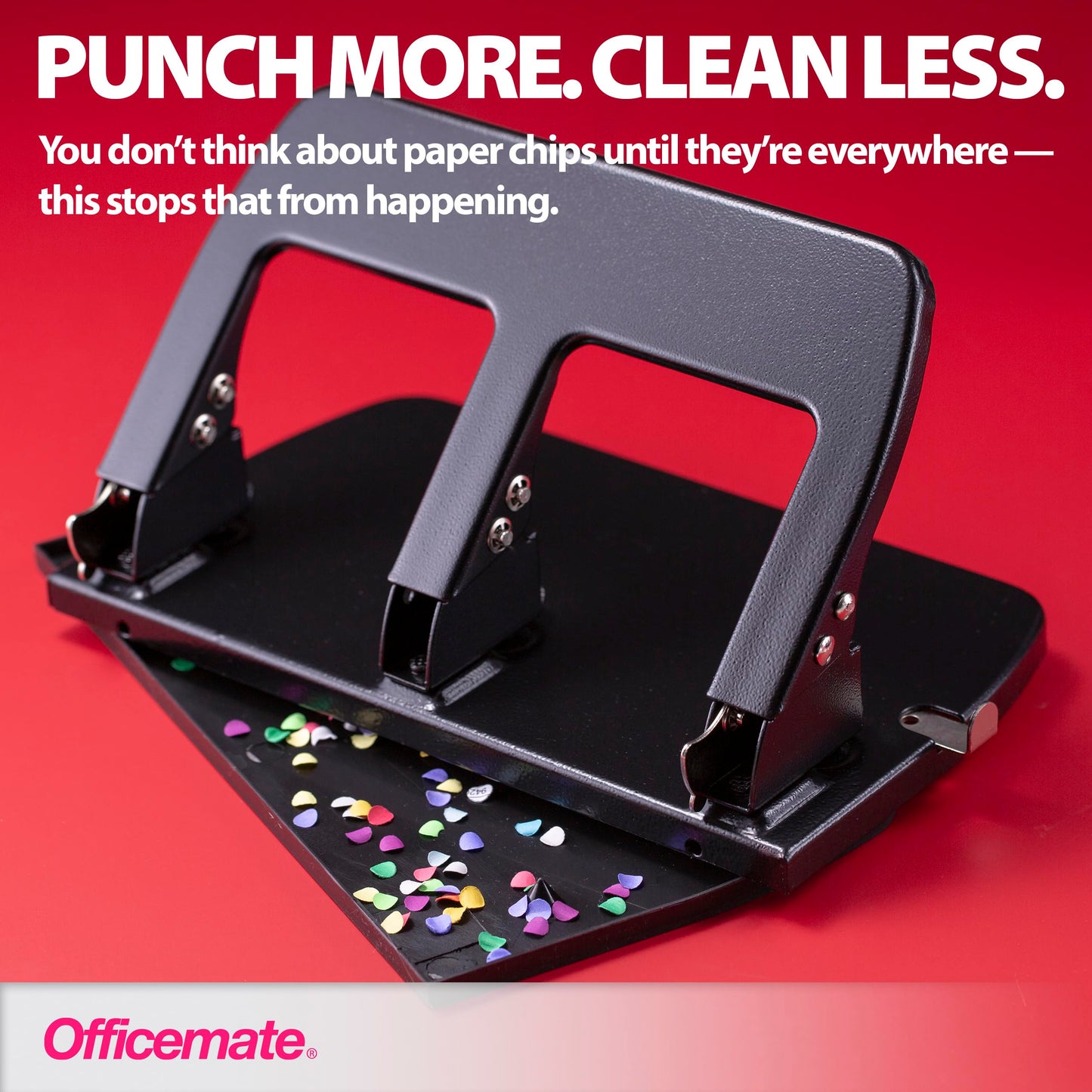 Officemate 3-Hole Punch, Medium Duty, 30-Sheet Capacity, Ergonomic Handles, Adjustable Paper Guide, Durable Metal Base, Black