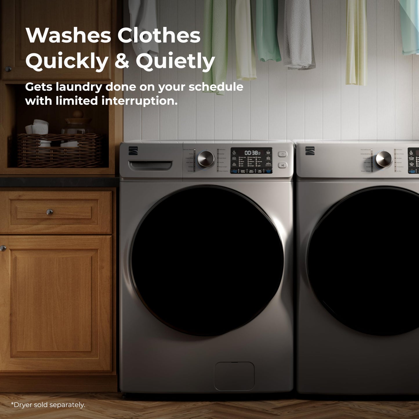 Kenmore 4.5 cu. ft. Front Load Washer with Stain Removing Steam Treatment - Reduce Laundry Time with Accela Wash - LED - ENERGY STAR Certified - Metallic Silver