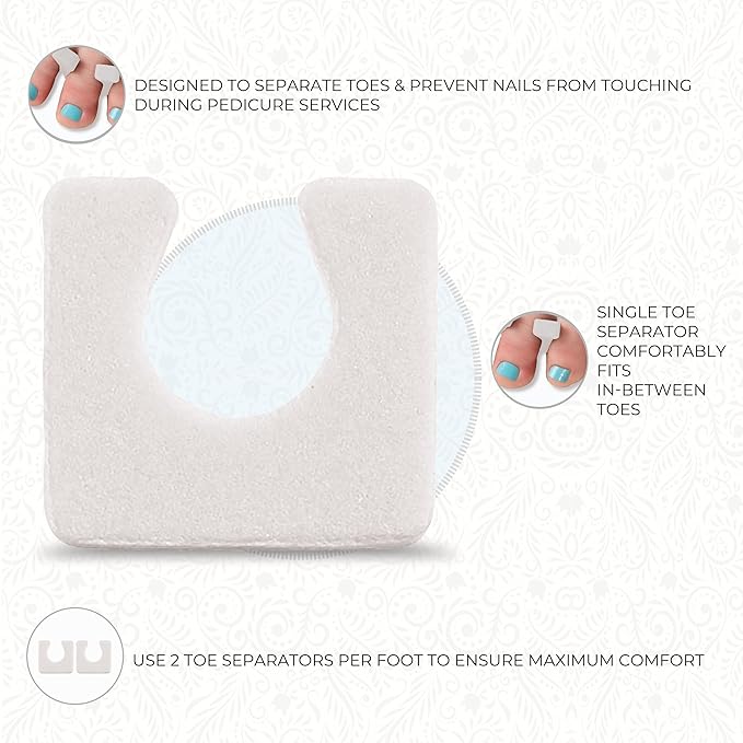 ForPro Sole Toe Separators, White, Individual Toe Separators for Pedicures, 144-Count