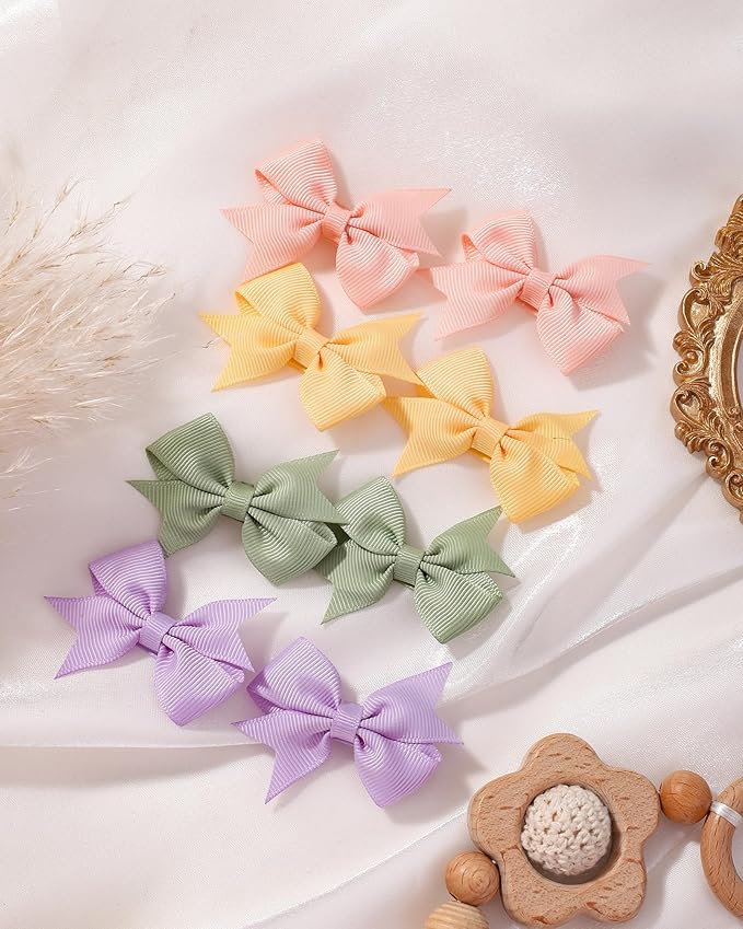 doboi 60PCS 2'' Baby Hair Clips Small Bows Fully Lined Grosgrain Boutique Solid Ribbon Mini Bows for Girls Teens Infants Kids Toddlers Newborn