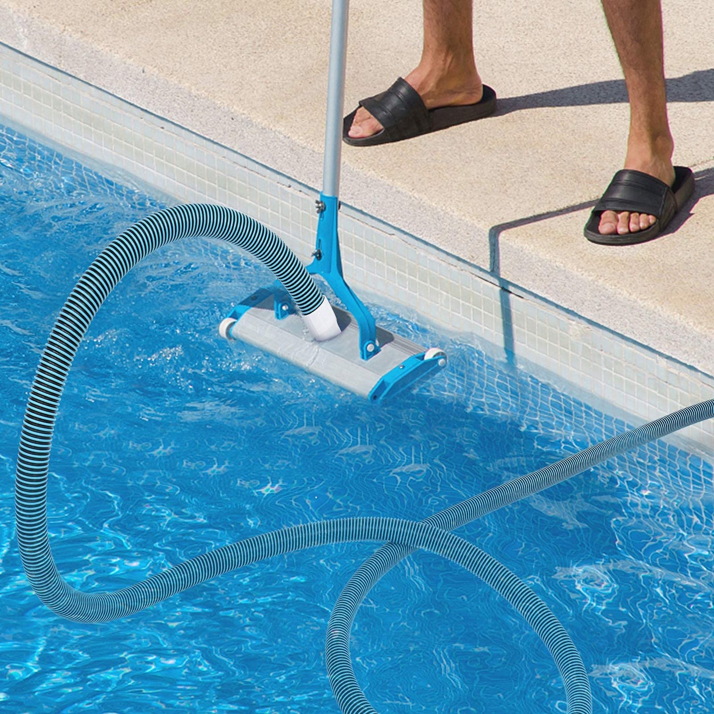 VINGLI 1-1/2-Inch by 50-Feet Blue Swimming Pool Vacuum Hose for Inground and Above-Ground Pools