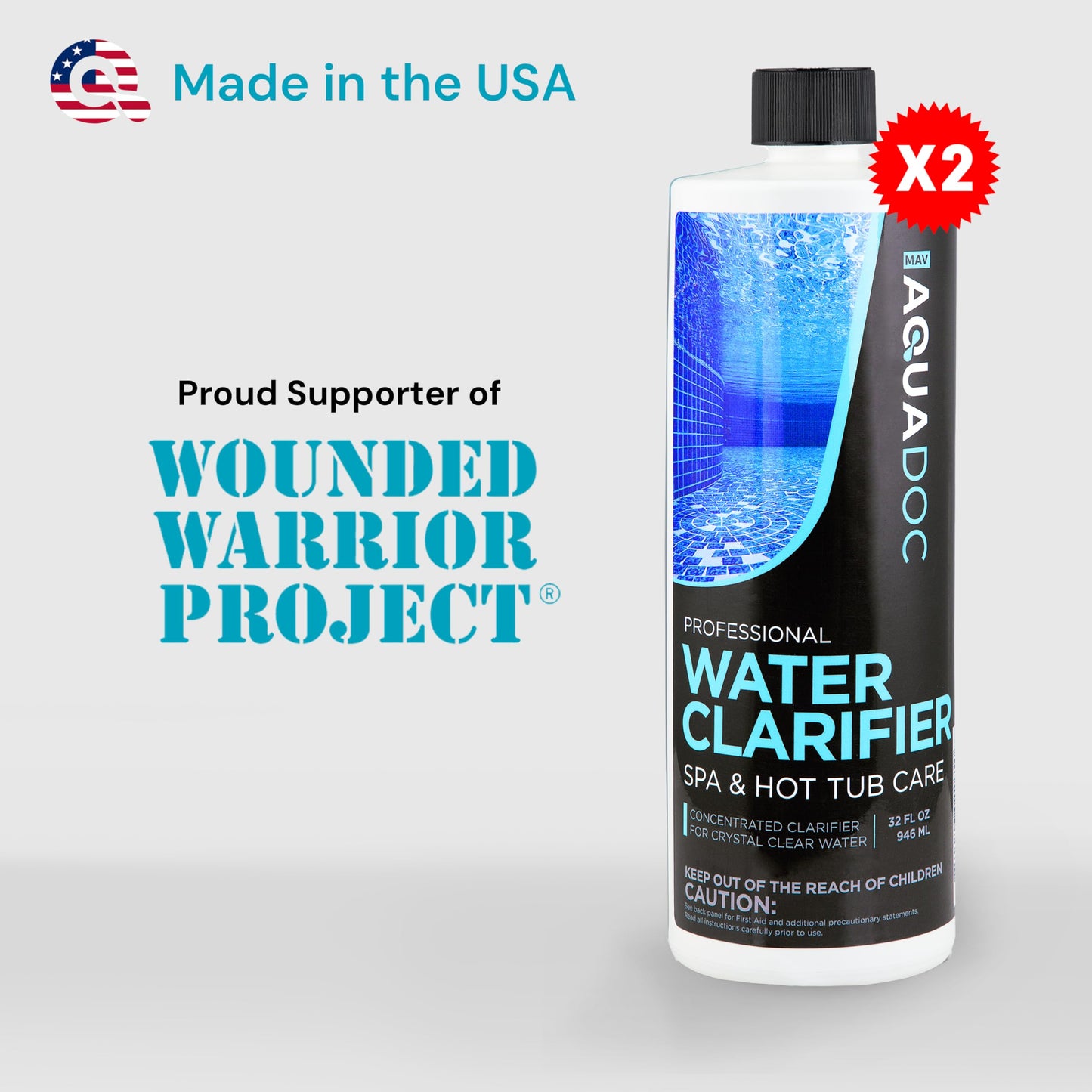 MAV AquaDoc Spa Clarifier & Hot Tub Clarifier for Fast Acting Cloudy Water Treatment - The Spa Clarifier Hot Tub Owners Love - 32 oz (2-Pack)