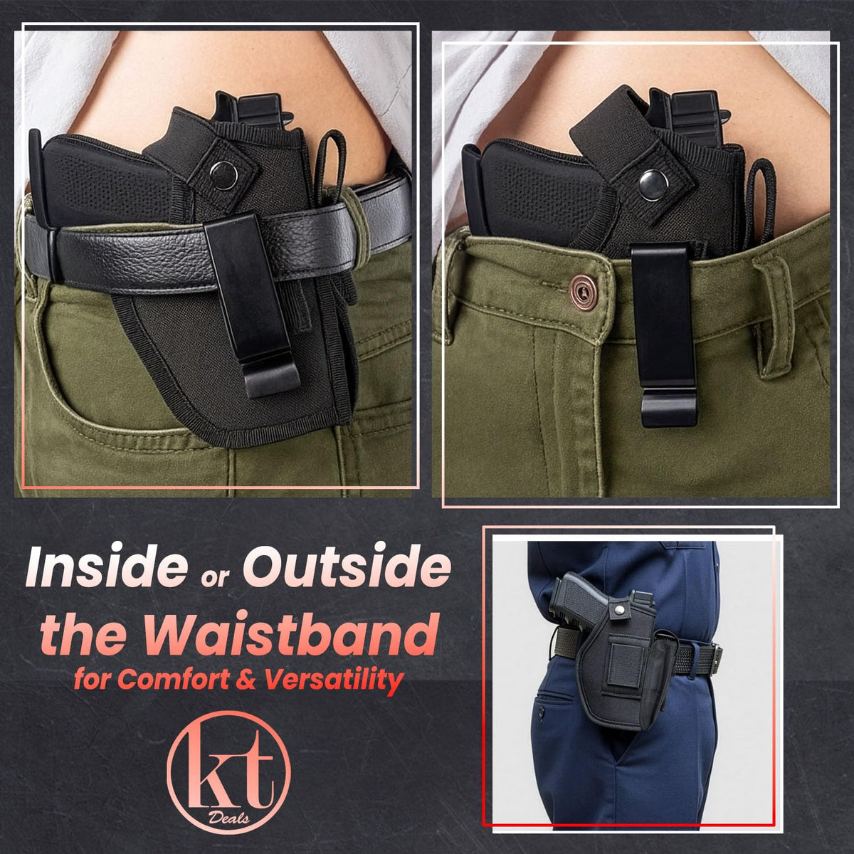 Universal Gun Holster for Men & Women, IWB/OWB Waist Belt Pistol Holster Fits for Taurus Glock Sig M&P 380 9mm Gun Holsters for Concealed Carry Handgun Right/Left Hand Draw with Mag Holder