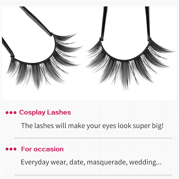 Cosplay Eyelashes Doll Anime Lashes Mink Japanese Spiky Manga Natural False Eyelashes Wispy Long Thick Ruffle Fake Eye Lashes 5 Pairs
