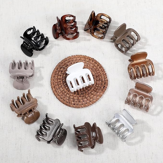 12Pcs Hair Clips for Women 1.8 Inch Small Claw Clips for Thin Hair Medium Hair Claw Clips for Thick Hair Accessories for Women Girls (Gloss Regular)