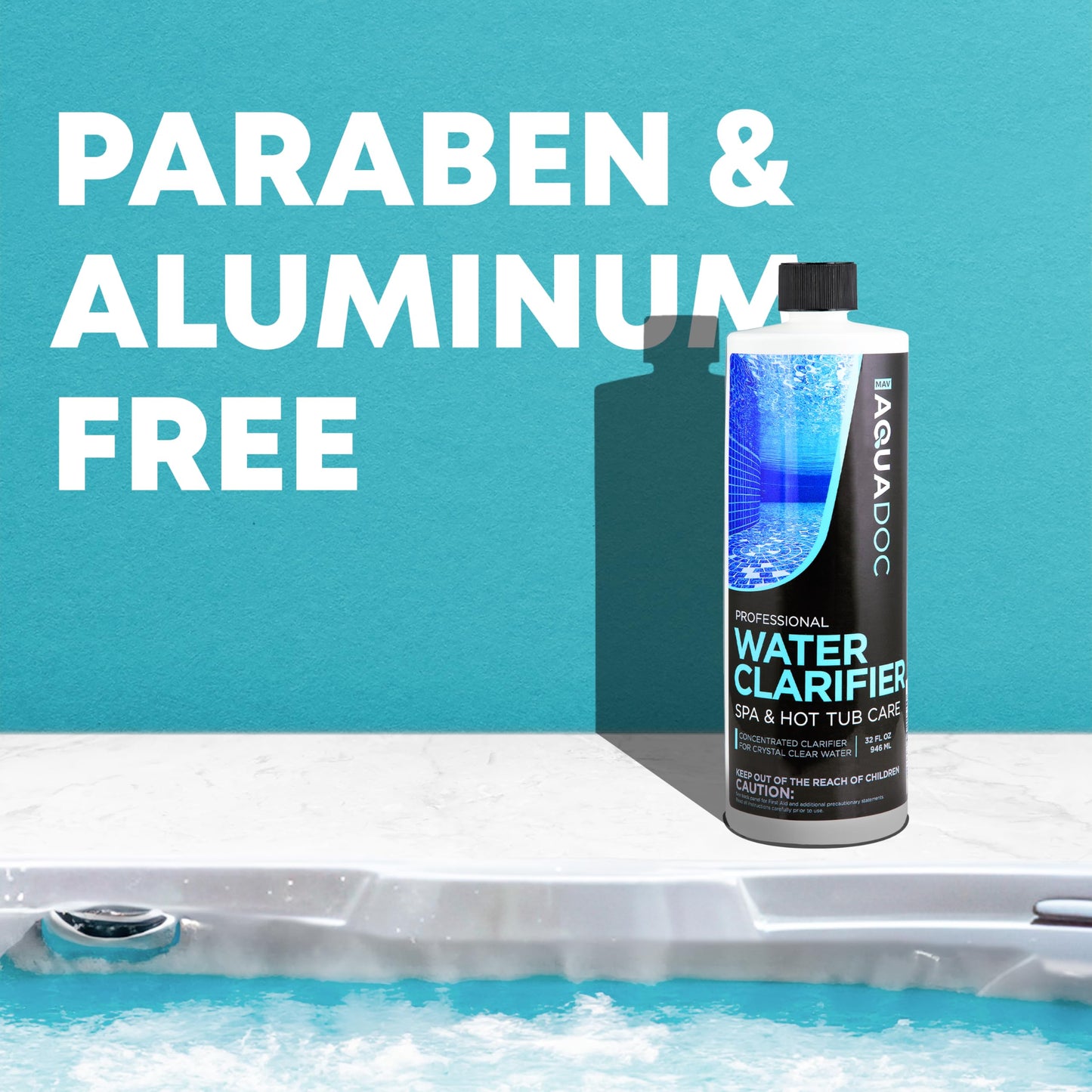 MAV AquaDoc Spa Clarifier & Hot Tub Clarifier for Fast Acting Cloudy Water Treatment, The Spa Clarifier Hot Tub Owners Love, Use Our Hot Tub Water Clarifier to Keep Your Spa Clear & Balanced - 32oz