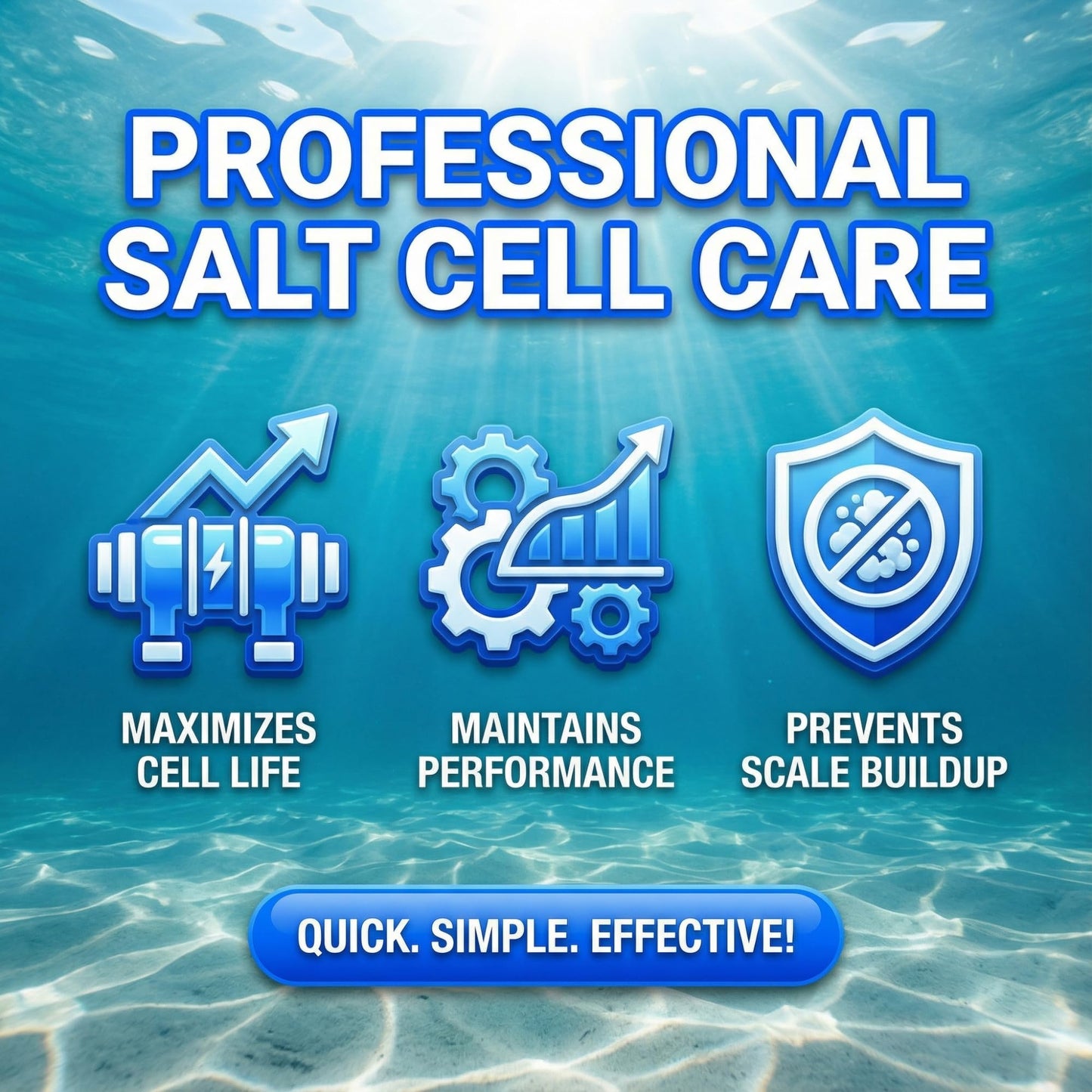 Salt Cell Cleaner for Pool, Pool Salt Cell Cleaner for Saltwater Pools, Salt Generator Cell Cleaner Solution, Helps Reduce Scale Buildup, 3 L (101.5 fl oz) - BubbyShine