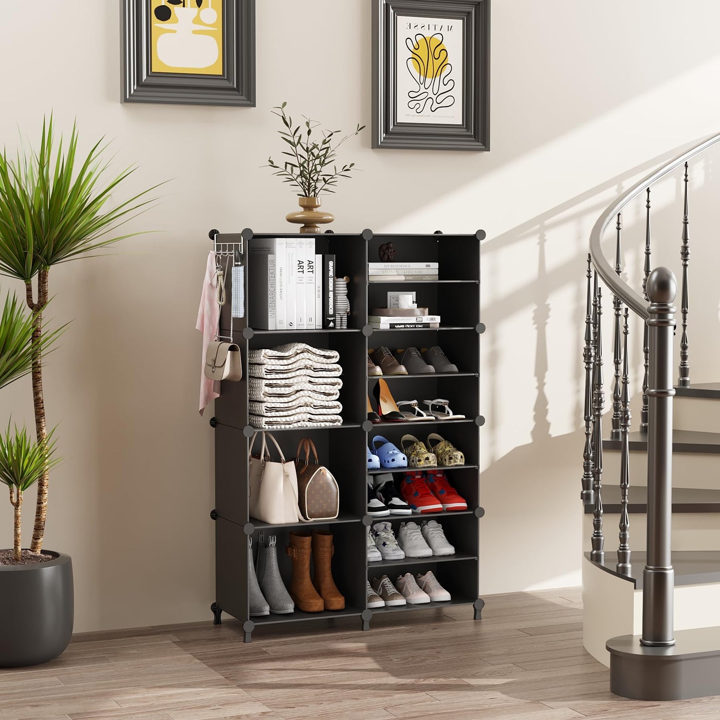 AWTATOS Closet Organizer, 8 Cube Closet Organizers and Storage, Closet Storage Shelves, Clothes Storage Organizers for Closet Bedroom Living Room Office Black