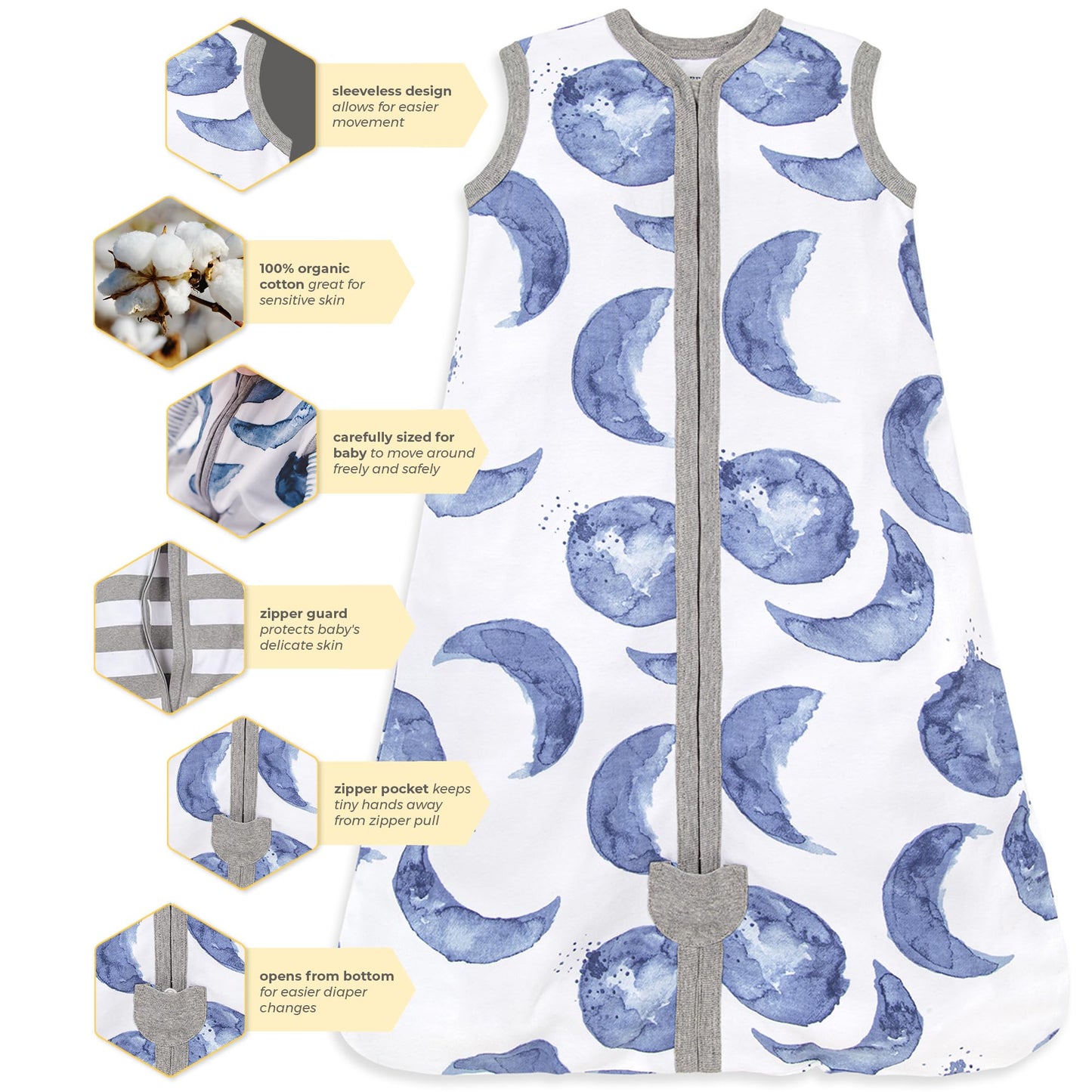 Burt's Bees Baby Beekeeper Wearable Blanket Winter, Organic Cotton Swaddle 0.5 or 1.5 TOG, Baby Infant Wearable Blanket & Essentials Shower Gift