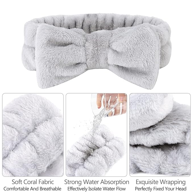 6 Pcs Microfiber Spa Set - Headband, Face Wash Headbands, Makeup Headbands with Wristbands for Skincare