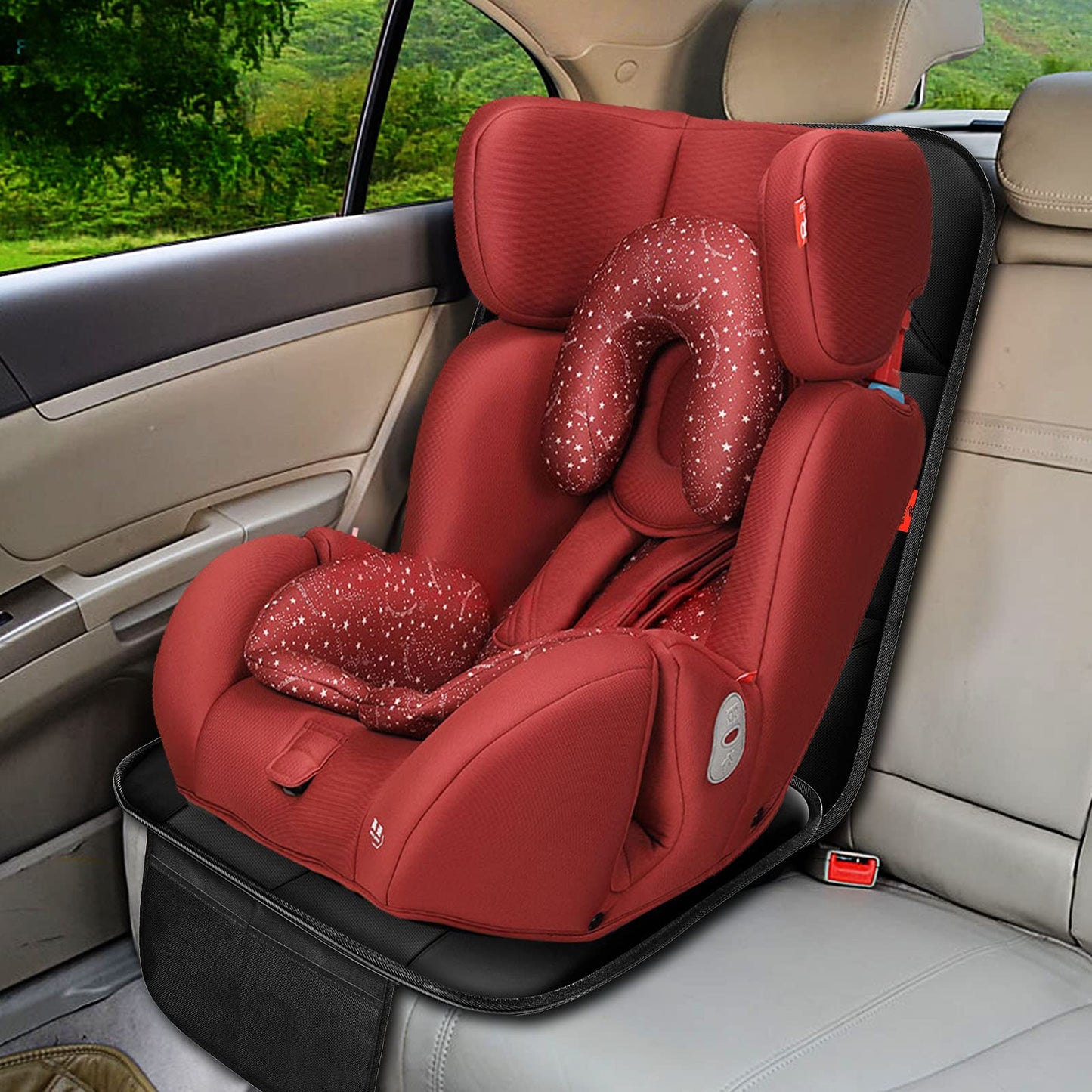 XHYANG Car Seat Protector 1 Pack Car Seat Cushion Mat Thickest Padding,Waterproof 600D Fabric Car Seat Covers for Non-Slip Backing Mesh Pockets for Baby and Pet (Blue, 2 Pcs)
