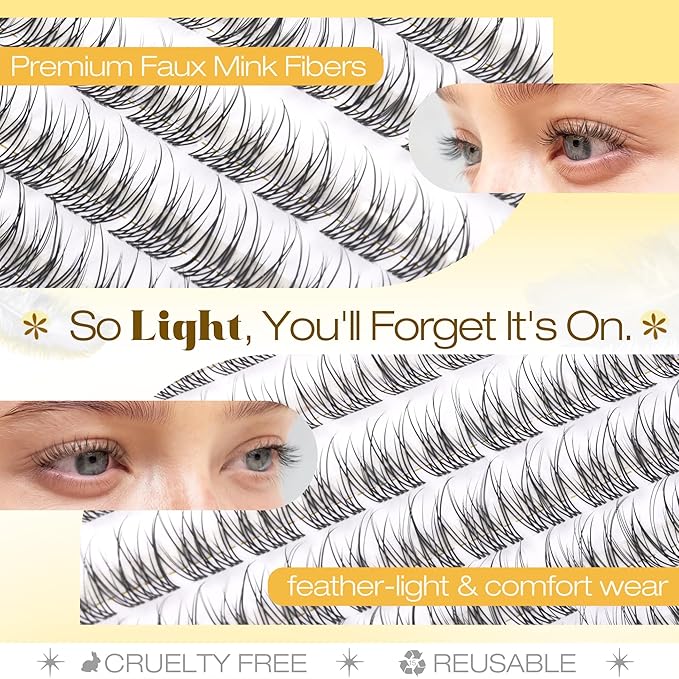 Mavphnee Natural Lash Clusters Clear Band Cluster Eyelash Extensions 8-10-12MM Short Eyelash Clusters DIY Cluster Lashes Pack So Real & No Corner Lift (CC Curve, 108PCS)