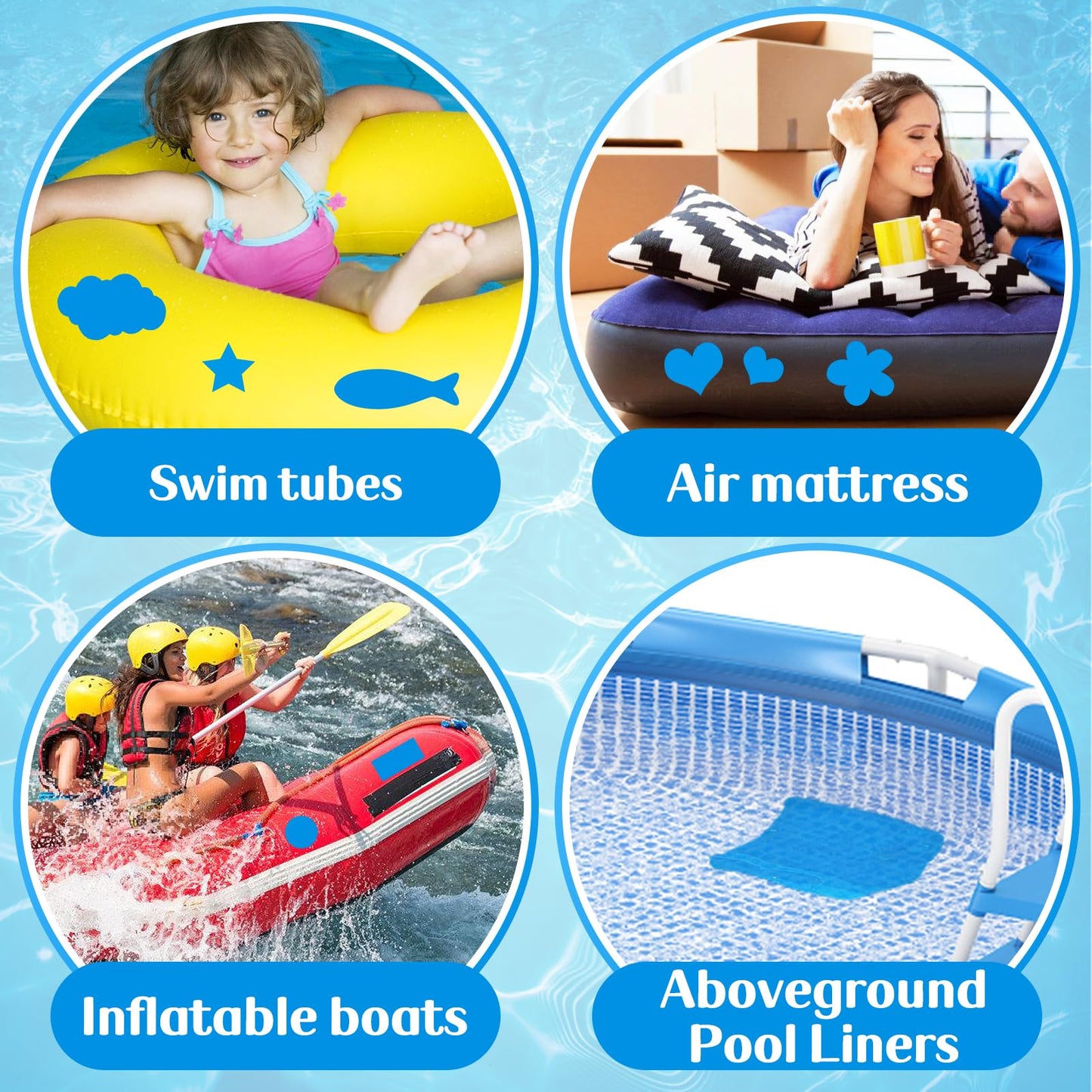 Aulock 4ft x 2.8ft Exlarge Pool Liner Repair Patch - Self-Adhesive Vinyl Patch Kit for In-Ground or Above Ground Pools Inflatable Swimming Pools, Blue