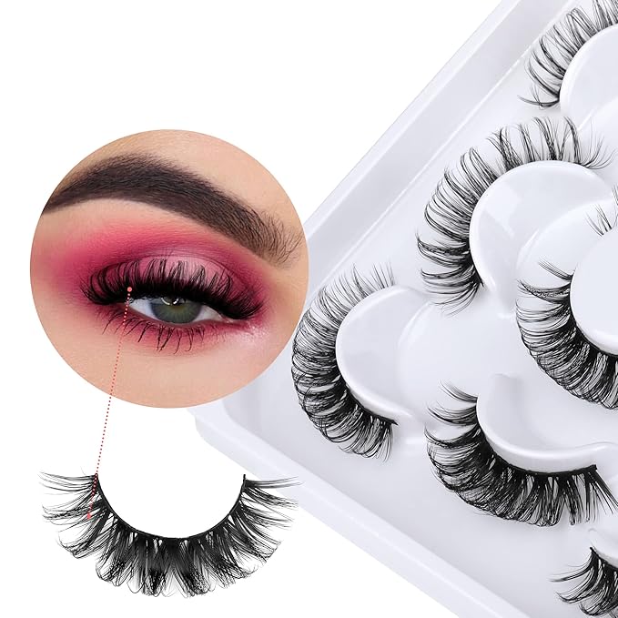 False Lashes Russian Strip Lashes DD Curly False Eyelashes Natural Look Fluffy Fake Eyelashes Pack