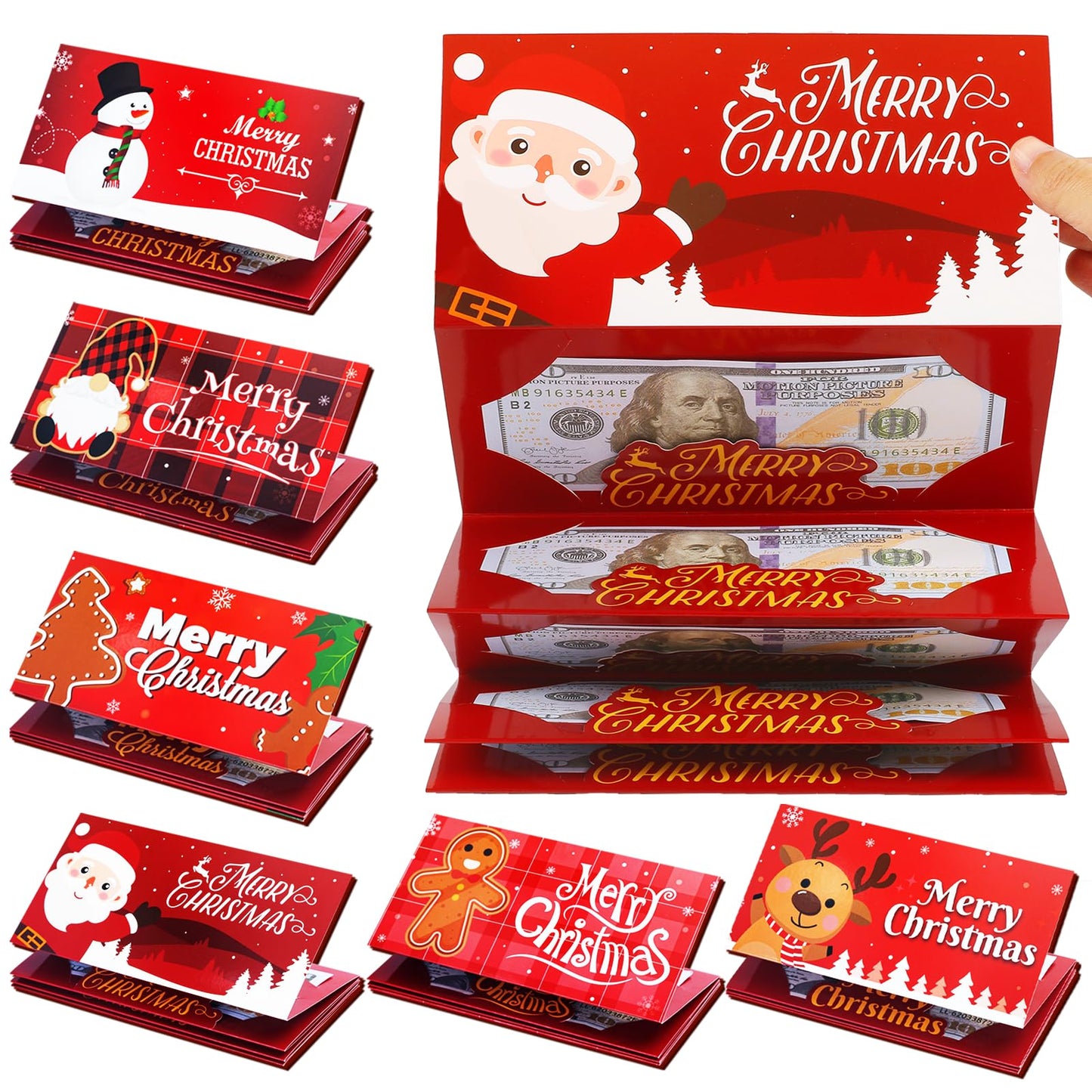 12 Pack/72 Slots Money or Gift Card Holder Xmas Cash Gifts Surprise Cash Envelope Merry Christmas Money Holder for Men Women Kids Birthday Gifts Xmas Party Supplies (Classical)