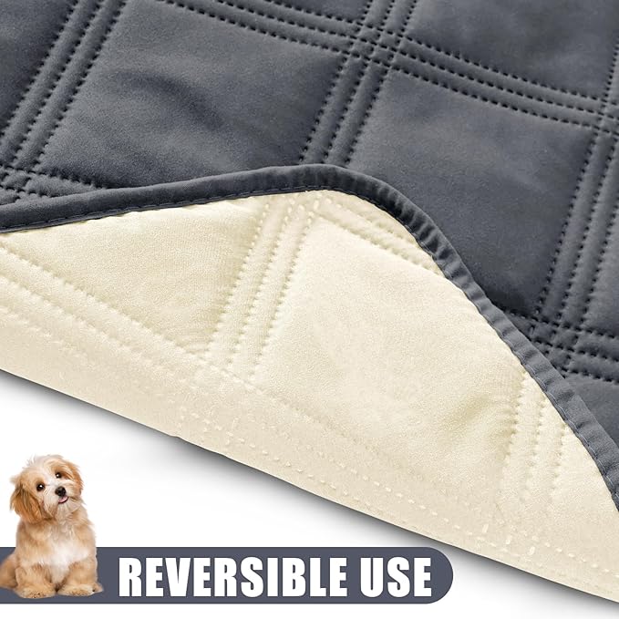 Smiry Waterproof Dog Bed Cover Blanket 52x82, Soft Reversible Pet Blanket, Washable Leakproof Cats Dogs Couch Cover for Sofa, Couch, Furniture, Dark Grey/Beige