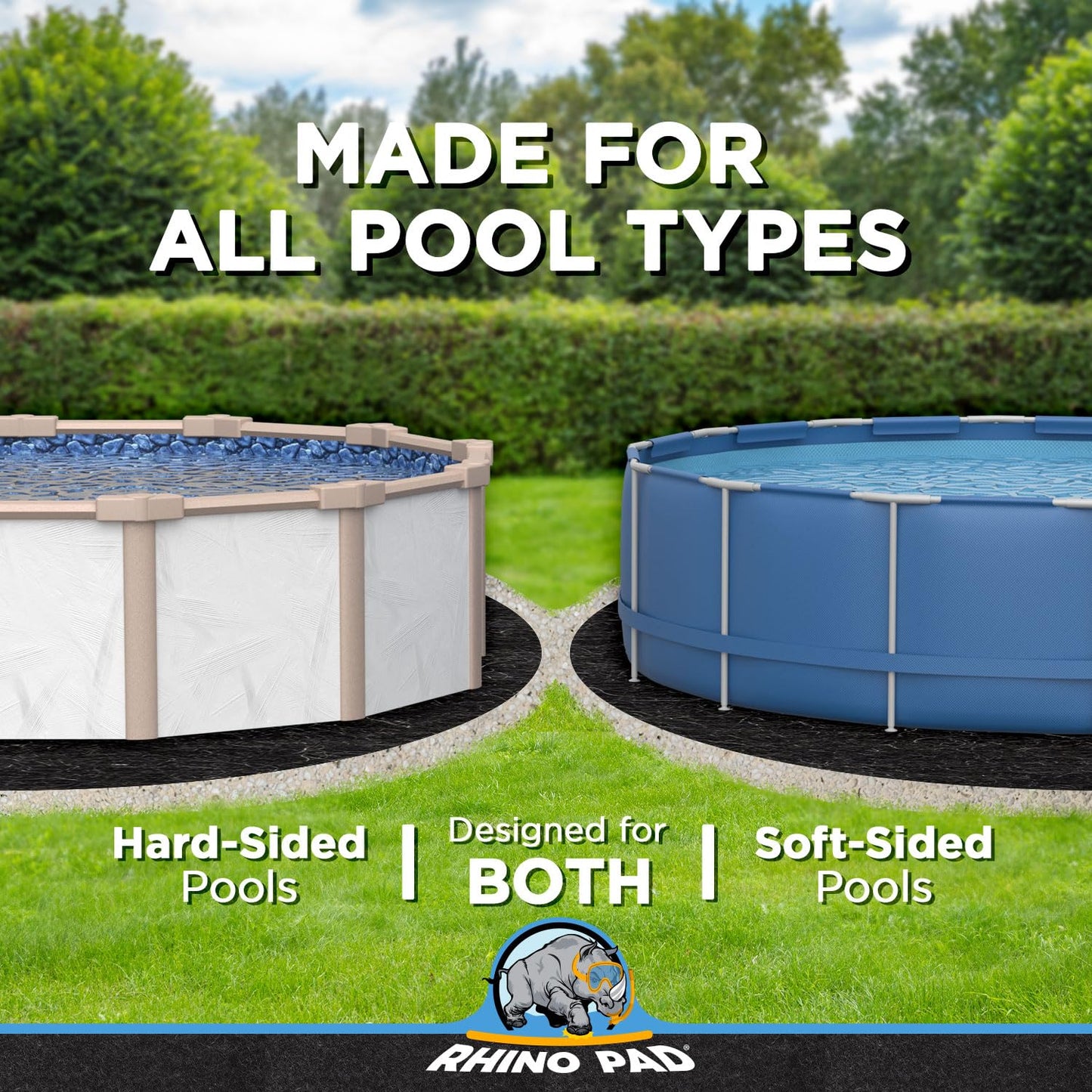 Rhino Pad 12 ft x 24 ft Oval Pool Liner Pad for Above Ground Pools | Durable Puncture Resistant Mat | Effortless to Install | Strong Eco-Friendly Padding | Extends Life of Swimming Pool Liners
