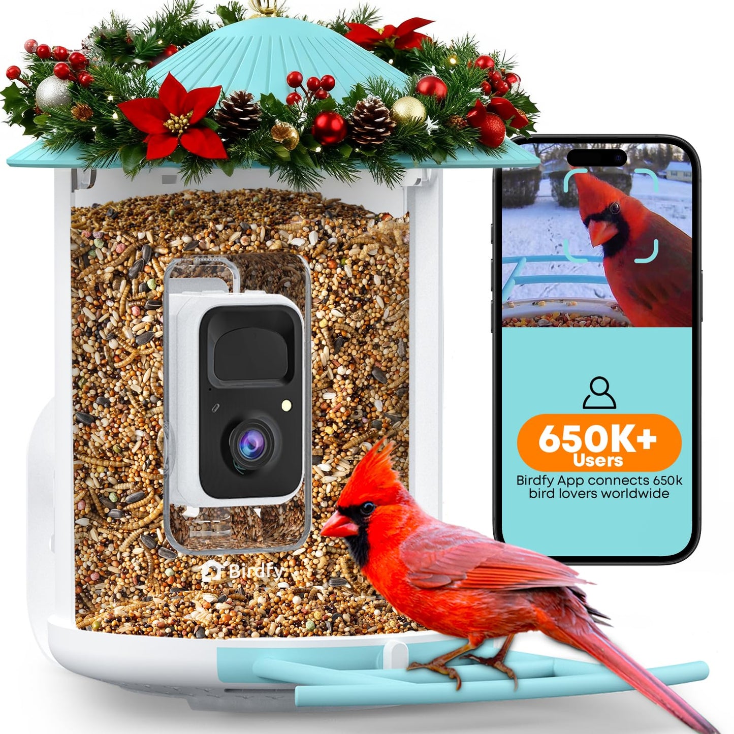 NETVUE by Birdfy Smart Bird Feeder with AI Camera, Auto Capture Videos & Motion Detection, Live Steam, Wireless Wildbird Watching, Outdoor Backyard Birder(AI by Subscription)