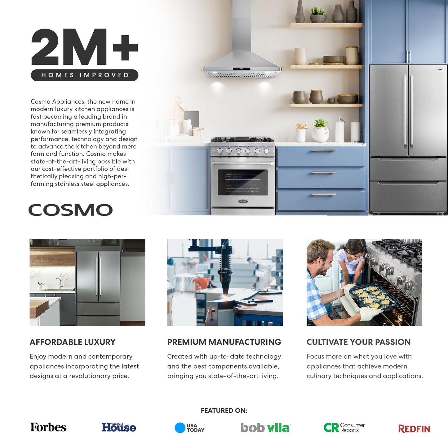 COSMO COS-668ICS750 30 in. Lumin Collection 380 CFM Ducted Island Range Hood, Soft Touch Controls, LED Lights, Stainless Steel