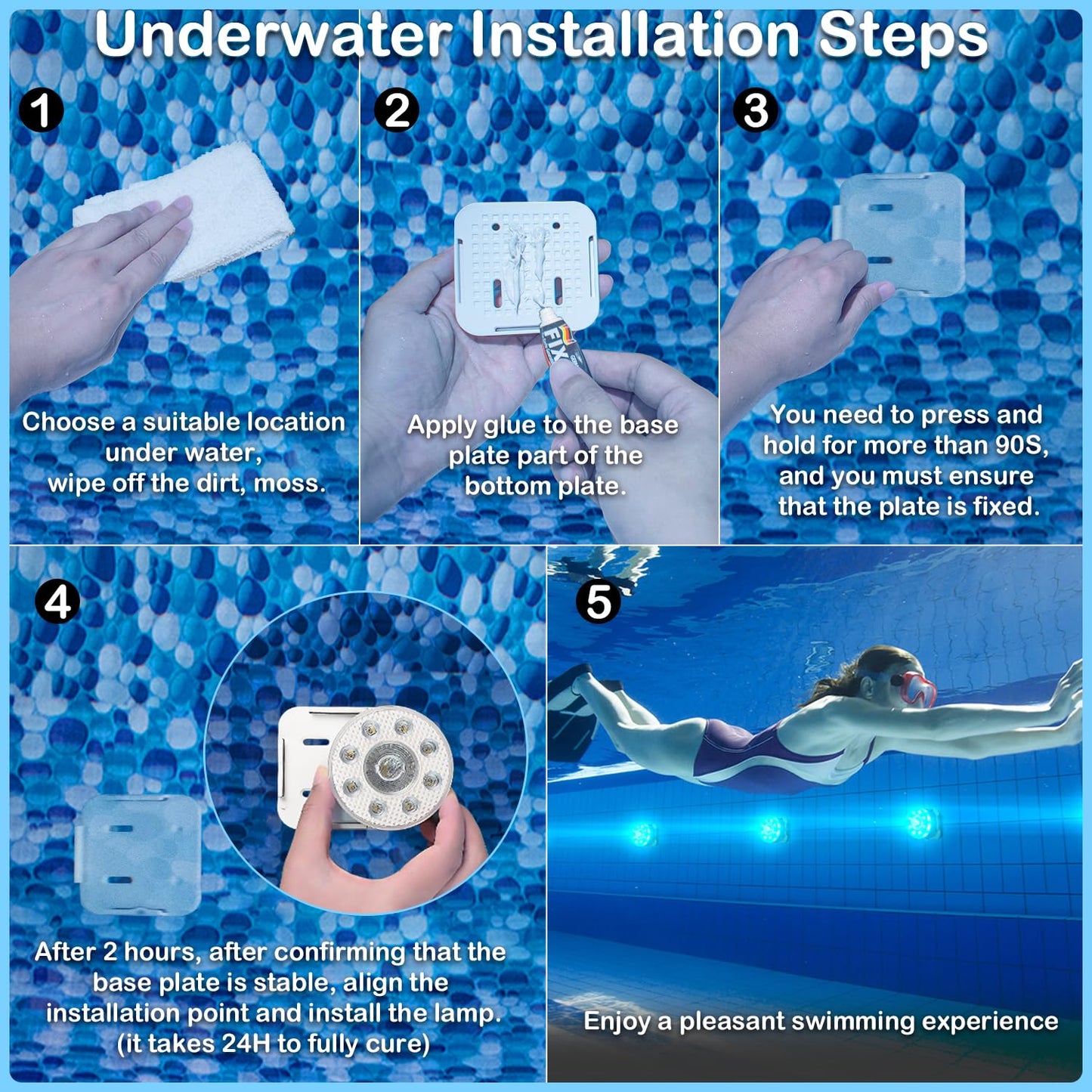Underwater Pool Lights for Above Ground Pools and Inground Swimming Pools with Remote Timer Off, Magnet RGB Submersible LED Lights Rechargeable Spotlight 16 Colors 9-Mode, Hot Tubs, Fountain -4Pack