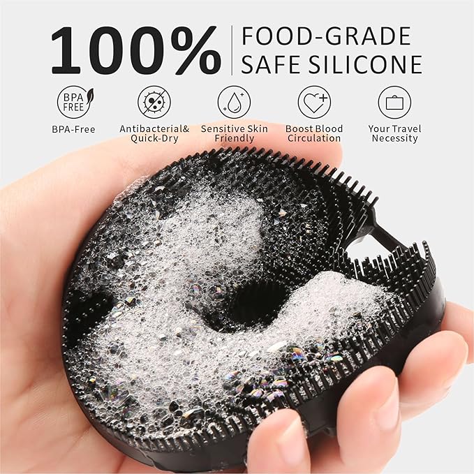 Soft Silicone Face Scrubber,Body Scrubber for Deep Cleansing, Exfoliation- 2pcs Silicone Body Brushes for Women Men Use in Shower Skin Massage Pore Cleansing Blackhead Removing