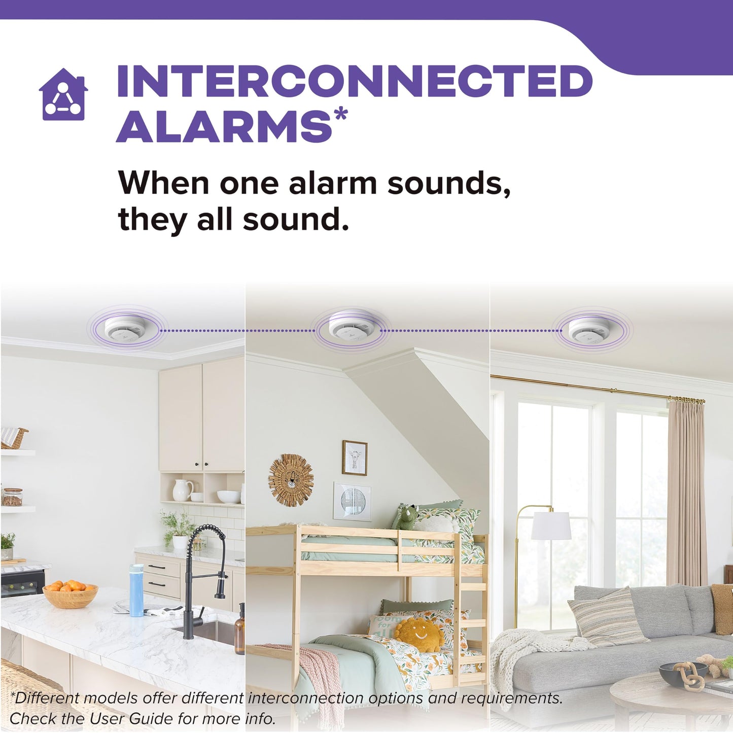 Kidde Hardwired Smoke & Carbon Monoxide Detector for Home, Interconnectable, AA Battery Backup, 3-Pack
