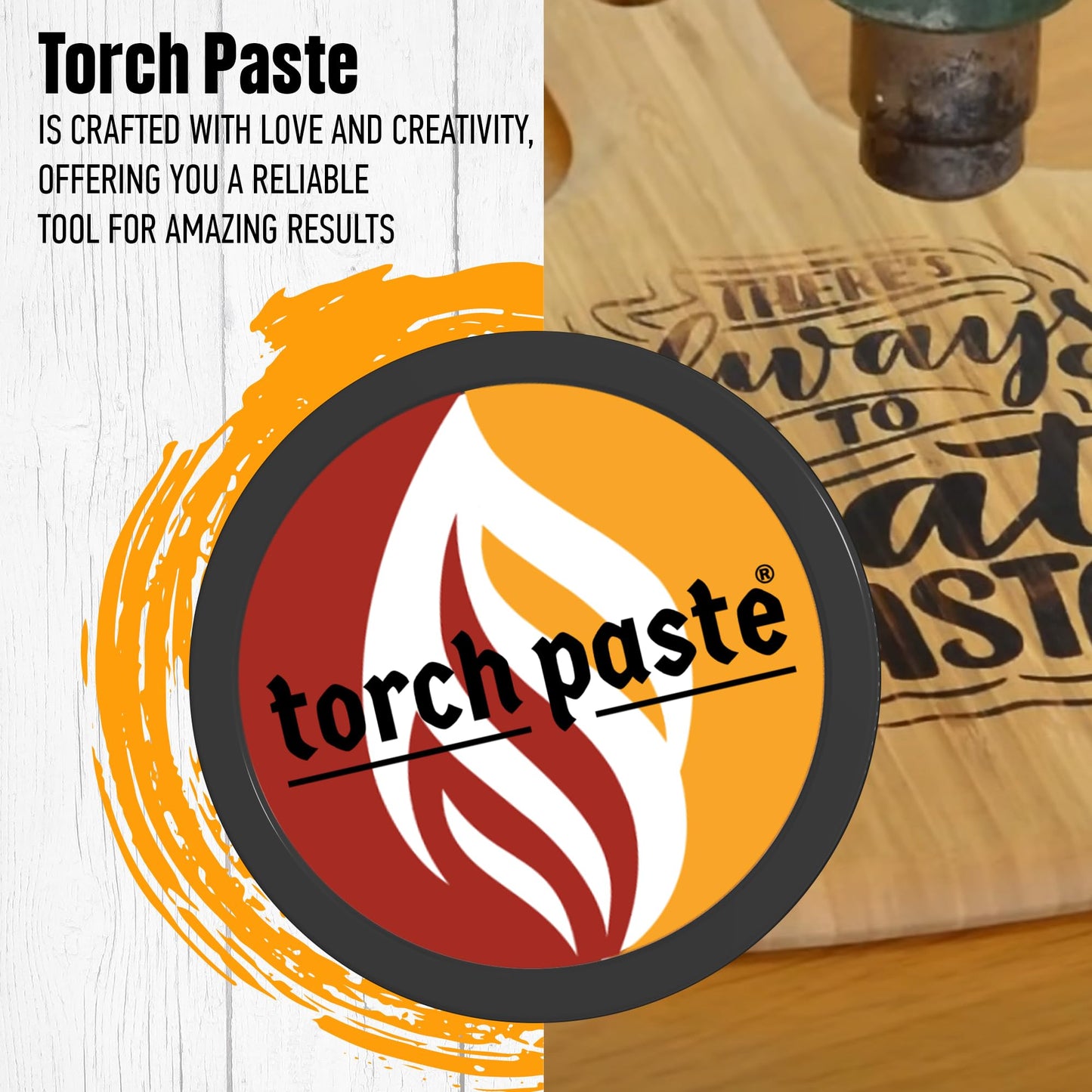 Torch Paste - The Original Wood Burning Paste | Made in USA | Heat Activated Non-Toxic Paste for Crafting & Stencil Wood Burning | Accurately & Easily Burn Designs on Wood, Canvas, Denim & More | 3 OZ