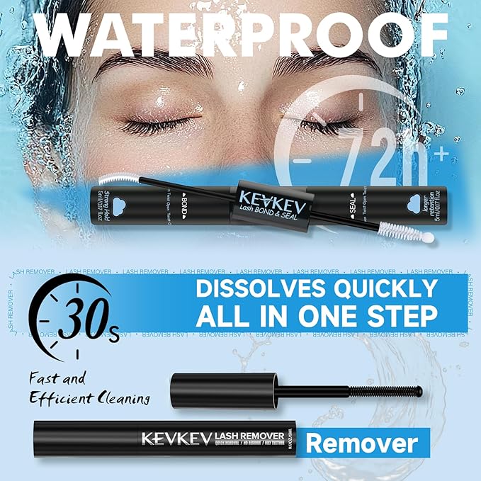 Lash Cluster Glue Lash Remover For Lash Extensions 3 In 1 Kit Strong Hold Clear Bond and Seal Lash Glue Gentle Quick Removal Lash Cluster Remover DIY Lash Extension At Home,Easy to Use(10ml+5ml)