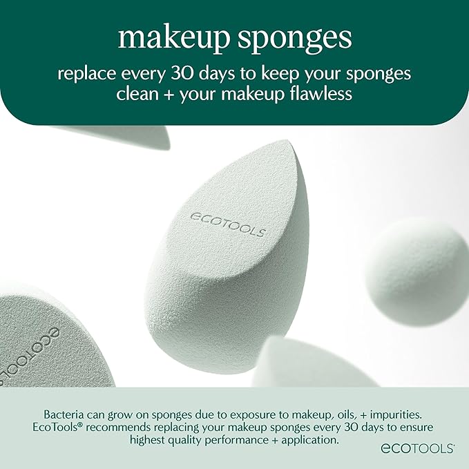EcoTools Blurring Blender Makeup Sponge, Makeup Blending Sponge For Blurred Skin, For Liquid & Cream Foundation, Cloud Coverage Memory Foam, Eco Friendly, Latex Free, Cruelty-Free & Vegan 1 Count