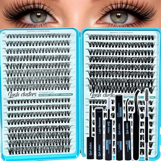Wispy Lash Clusters Kit 640pcs Eyelash Cluster Extensions Curl Individual False Eyelashes Natural Fluffy Mink Lash Extension Kit (Lash Clusters-30D+40D+50D+60D KIT, Lash Clusters)