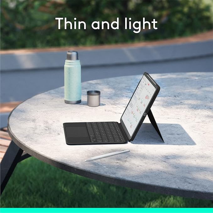 Logitech Combo Touch iPad Air 11 inch Case M2 (2024), iPad M3 & Air (4th & 5th gen - 2020, 2022) Keyboard Case with Kickstand - Midnight Black