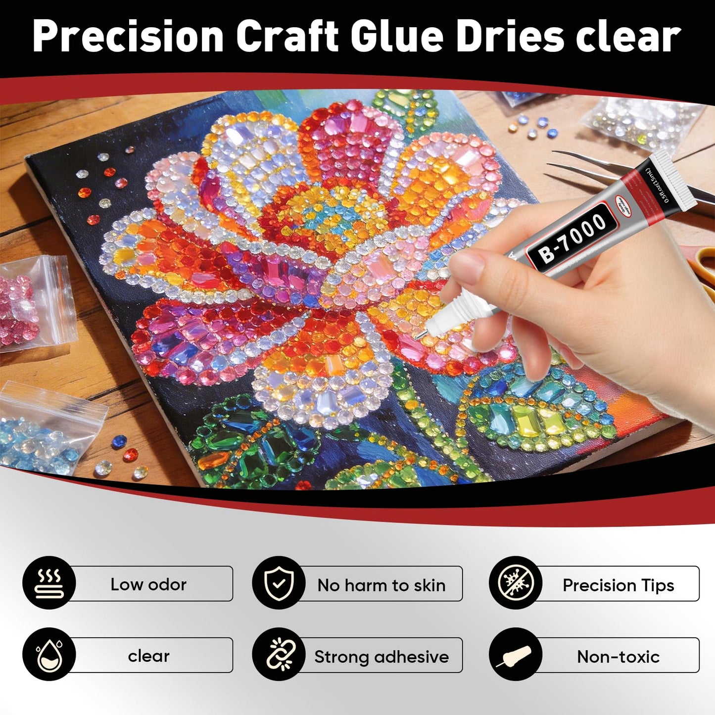 50 PCS 15ml B7000 Glue Clear with Precision Tip, Bedazzling Glue, Super Glues, Rhinestone Glue for Nail, Craft Glues, Jewelry Making, Nail Art, DIY, Makeup, Shoes