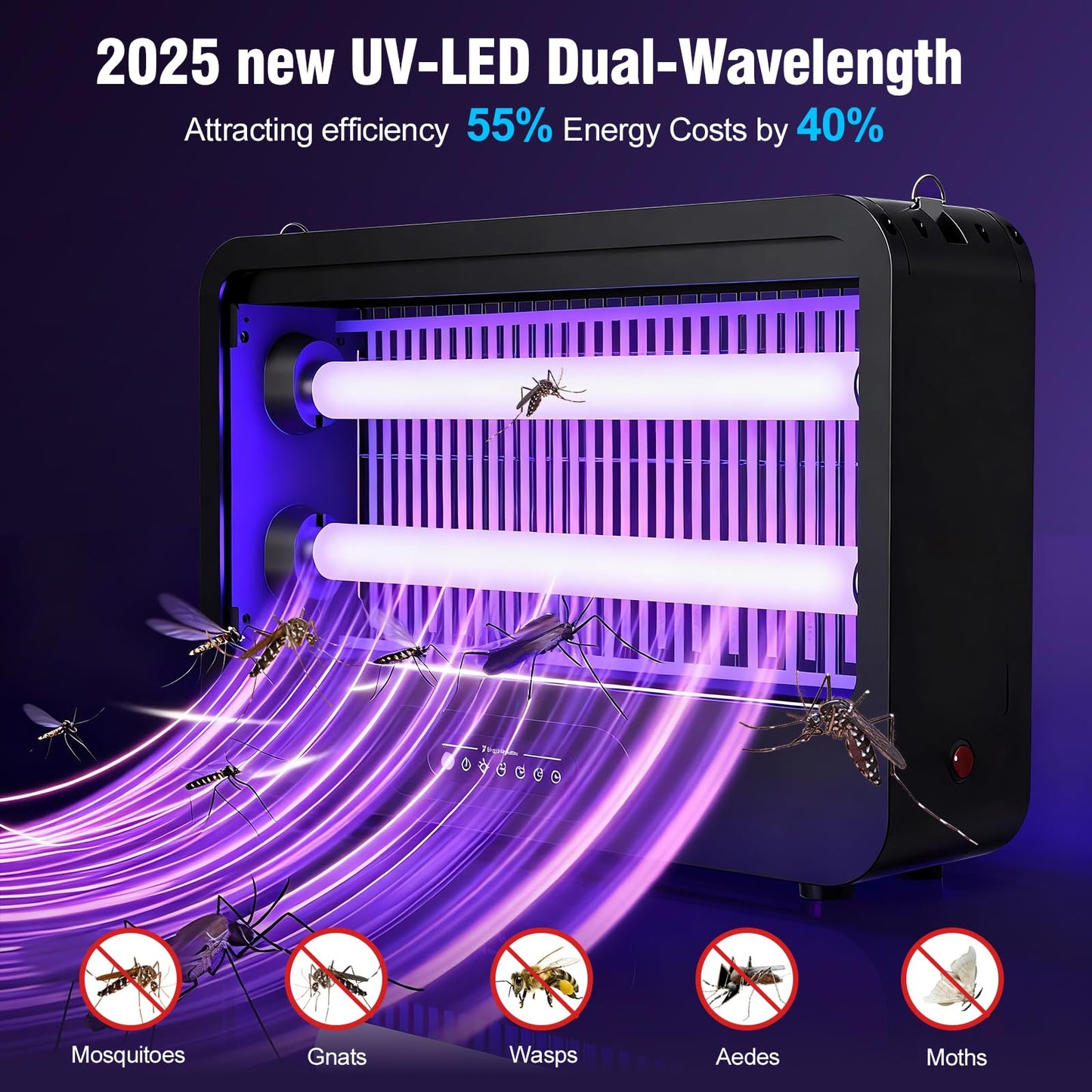 Electric Bug Zapper Indoor, Mosquito Zapper with 3500V Powerful Dual Grid & Remote, Fly Zapper Fly Trap Insect Killer for Patio Yard Home Kitchen Camping - Including 2 Replacement Bulbs (Black)