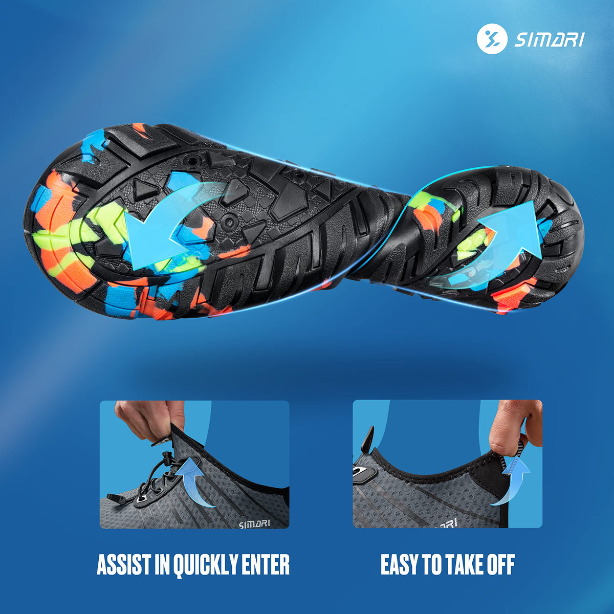 SIMARI Water Shoes for Women Men - Barefoot Quick-Dry Aqua Socks | Lightweight Swim Shoes for Surfing, Swimming, Beach Sports, Kayaking, Diving | Non-Slip Design