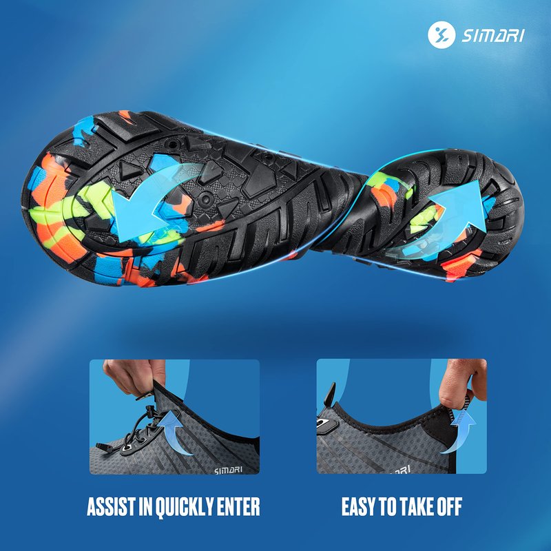 SIMARI Water Shoes for Women Men - Barefoot Quick-Dry Aqua Socks | Lightweight Swim Shoes for Surfing, Swimming, Beach Sports, Kayaking, Diving | Non-Slip Design