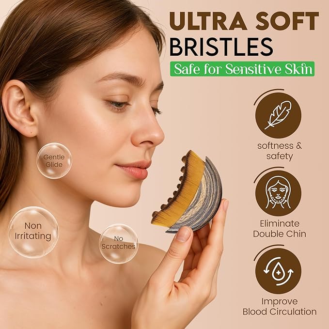 Lymphatic Contour Face Brush, Lymphatic Drainage Brush, Double Chin Reducer Lymphatic Drainage Massager Anti-Puffiness Ergonomic Facial Cleansing Brush for Sculpting