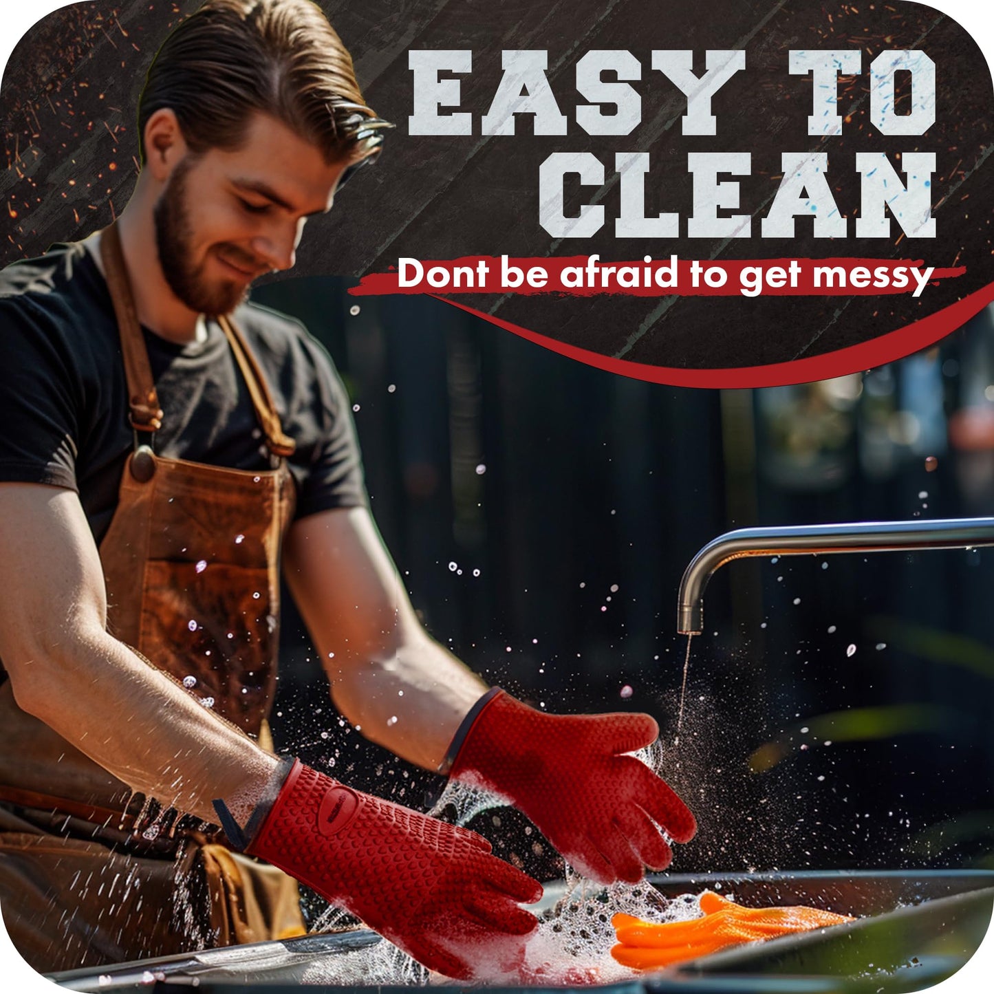 KITCHEN PERFECTION Silicone Smoker Oven Gloves - Extreme Heat Resistant BBQ Gloves - Handle Hot Food Right on Your Smoker Grill Fryer Pit | Waterproof Oven Mitts | Superior Value Set + 3 Bonuses