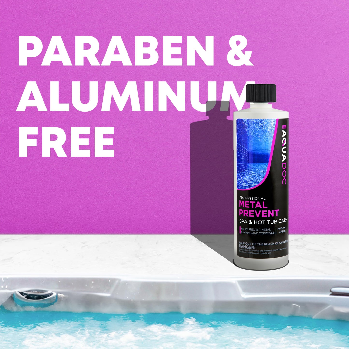 Spa Metal Control and Stain Protector to Protect Hot Tub Surfaces 16oz - Metal Gone Hot Tub Chemicals Made in the USA - AquaDoc
