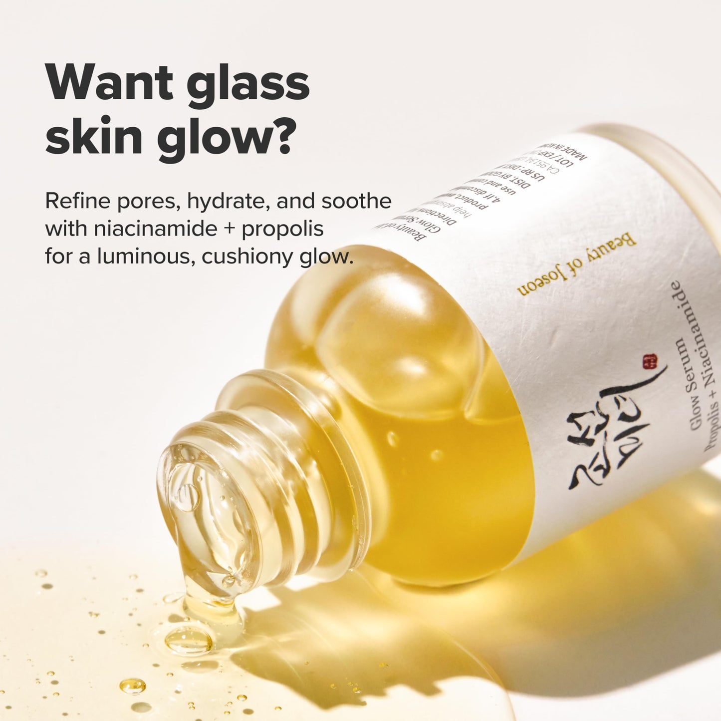 Beauty of Joseon Glow Serum Propolis and Niacinamide Hydrating Facial Soothing Moisturizer for Uneven Skin Tone Korean Skin Care 30ml 1 fl.oz