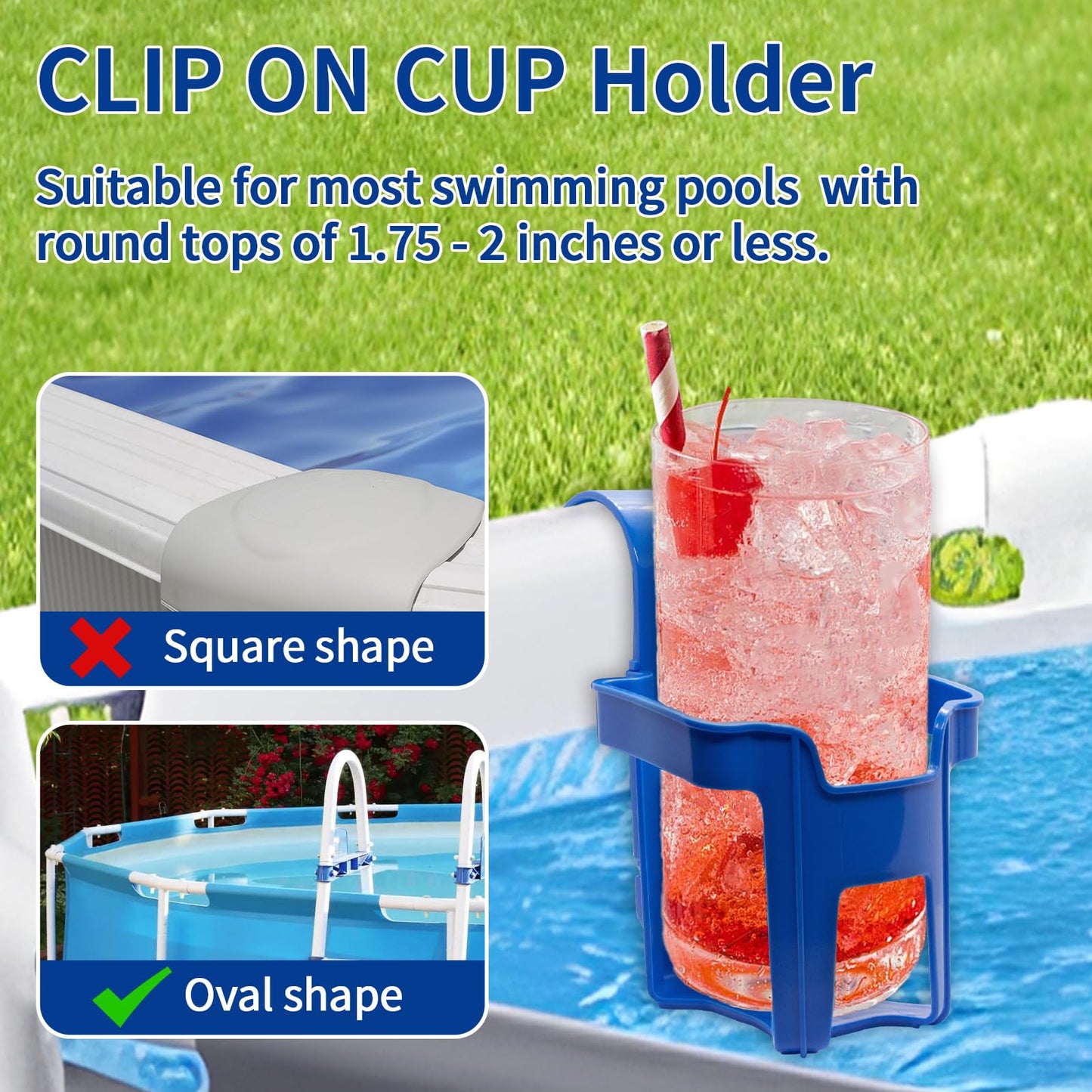 Pool Cup Holders,4 Pack Poolside Cup Holder Above Ground Pool Accessories, Fits 2 Inch or Less Round Top Bar,Pool Drink Holders for Drinks Above Ground