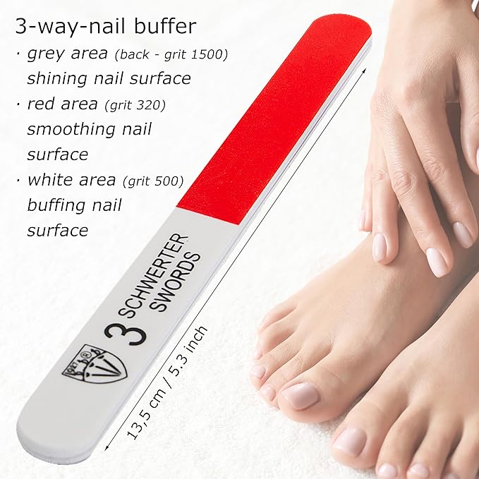 3 Swords Germany - Sapphire Metal Nail File Set 5 Pieces with 5 Pieces 3-Way Nail Buffer Ã¢ÂÂ Nail Care Made in SOLINGEN/Germany