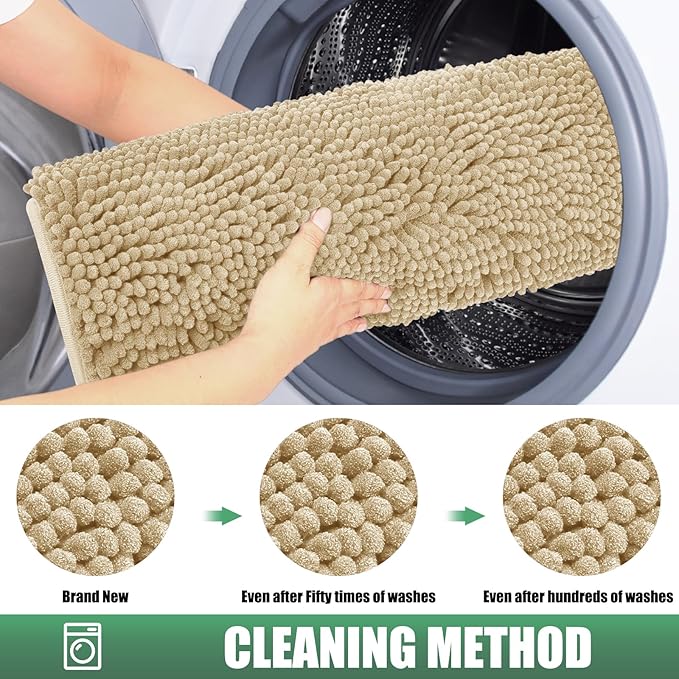 IM HOME Chenille Absorbent Outdoor Doormat 36" x 24", Washable Muddy Door Mats for Dog Non Slip Indoor Doormat Dog Mat for Muddy Paw Front Inside Doormats for Entryway Light Beige