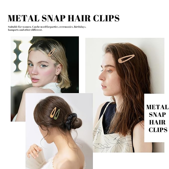 Small Hair Barrettes For Women No Slip Metal Snap Clips For Thin And Fine Hair,Matte Black Brown Green Gray,20 PCS,1.97 x 0.5 Inch.