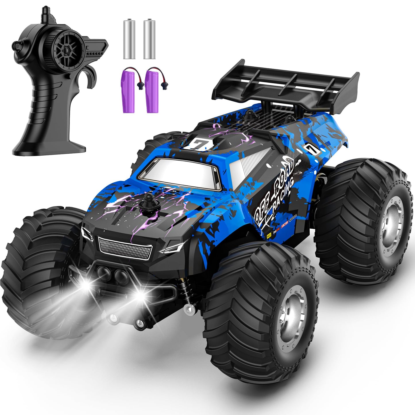 Barlisam Remote Control Car, All-Terrain Remote Control Truck for Boys 8-12, Headlight, 1:20, 10KM/H, 2.4GHZ, Speed-Friendly, Sturdy, Rechargeable RC Cars for Boys 4-7 Christmas, Beginner, Kids 6-12