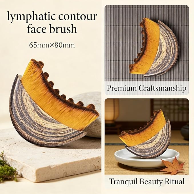 Lymphatic Contour Face Brush - Lymphatic Drainage Brush & Facial Dry Brush for Depuffing, Skin Glow - Premium Face Sculpting Tool & Gua Sha for Jawline, Neck Lifting & Manual Massage