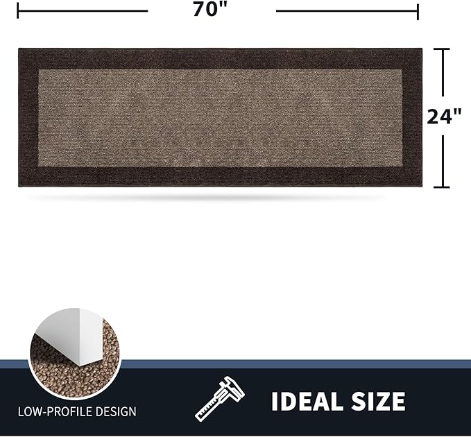 PURRUGS Dirt Trapping Door Mat 24" x 70", Non-Slip Washable Entry Mat, Dog Doormat, Front Door Mat, Super Absorbent Entrance Mat for Muddy Shoes & Paws, Grayish Brown & Coffee
